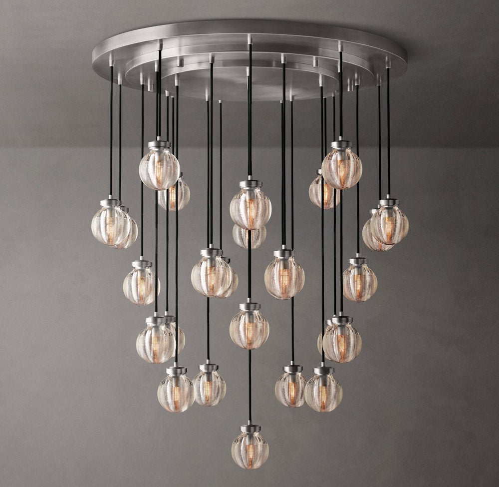 Pearl Round Crystal Chandelier 38"