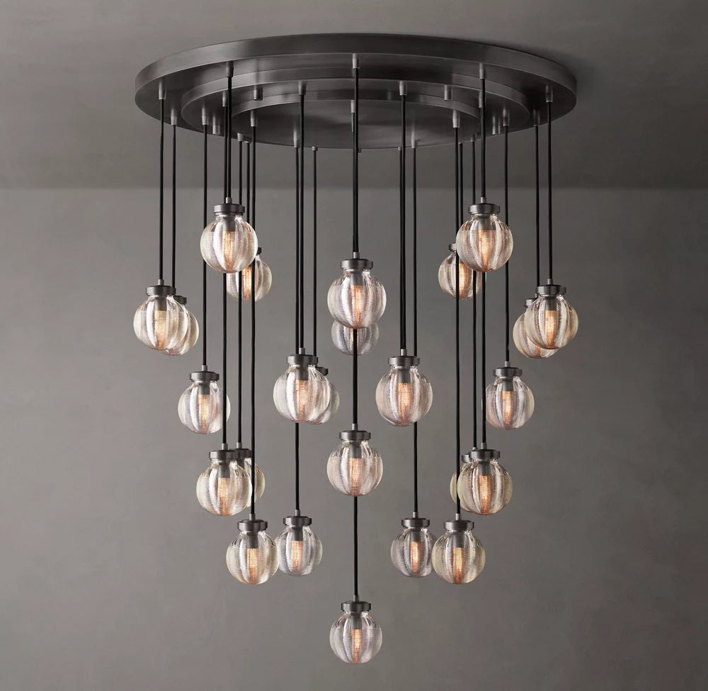 Pearl Round Crystal Chandelier 38"