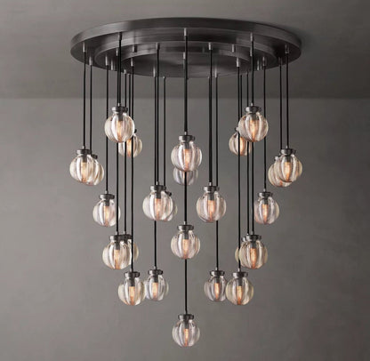 Pearl Round Crystal Chandelier 38"