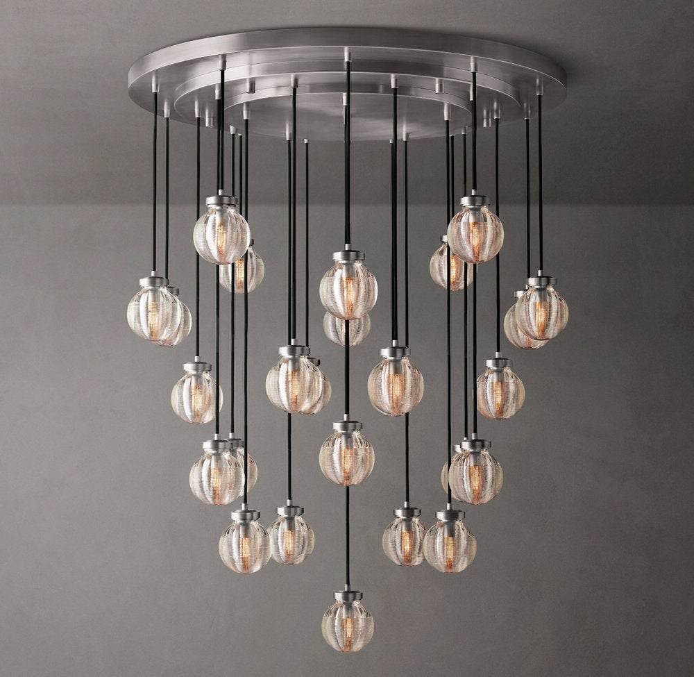 Pearl Round Crystal Chandelier 38"