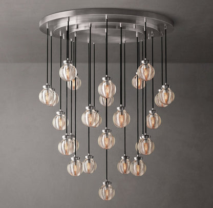 Pearl Round Crystal Chandelier 38"