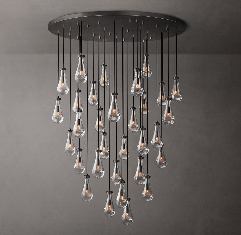 Rain Round Glass Drop Chandelier 60"