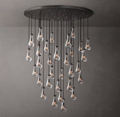 Rain Round Glass Drop Chandelier 60"