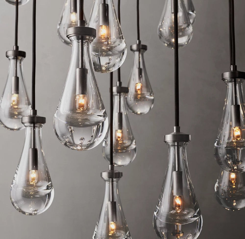 Rain Round Glass Drop Chandelier 60"