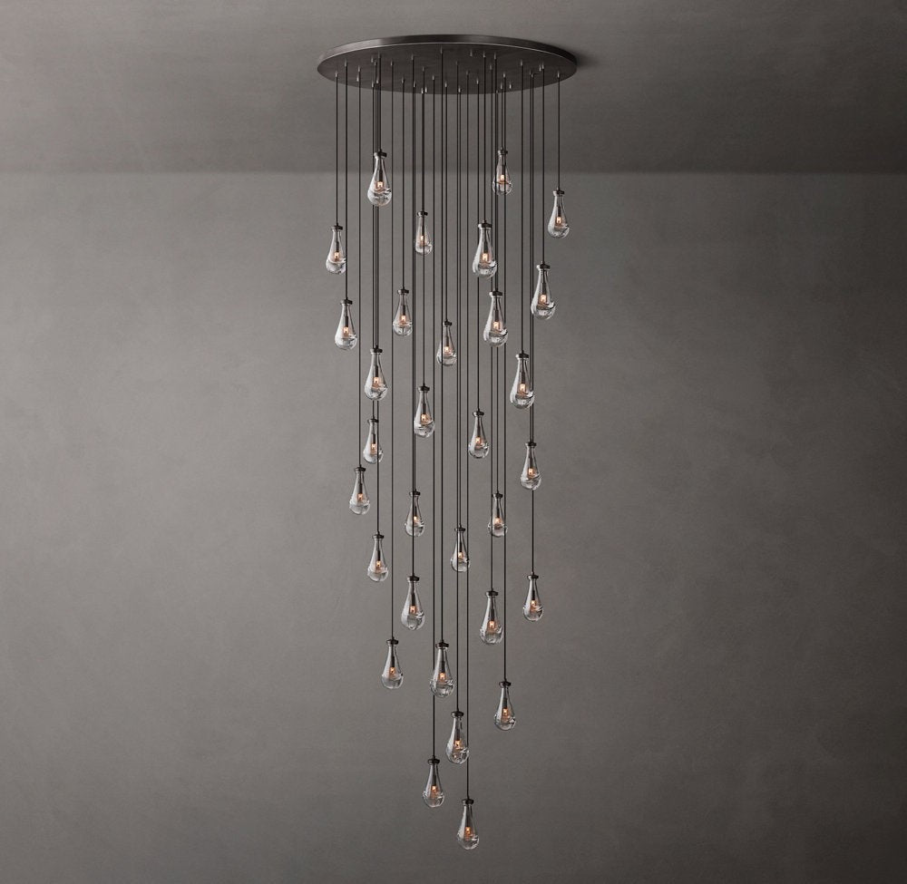 Rain Round Glass Drop Chandelier 60"