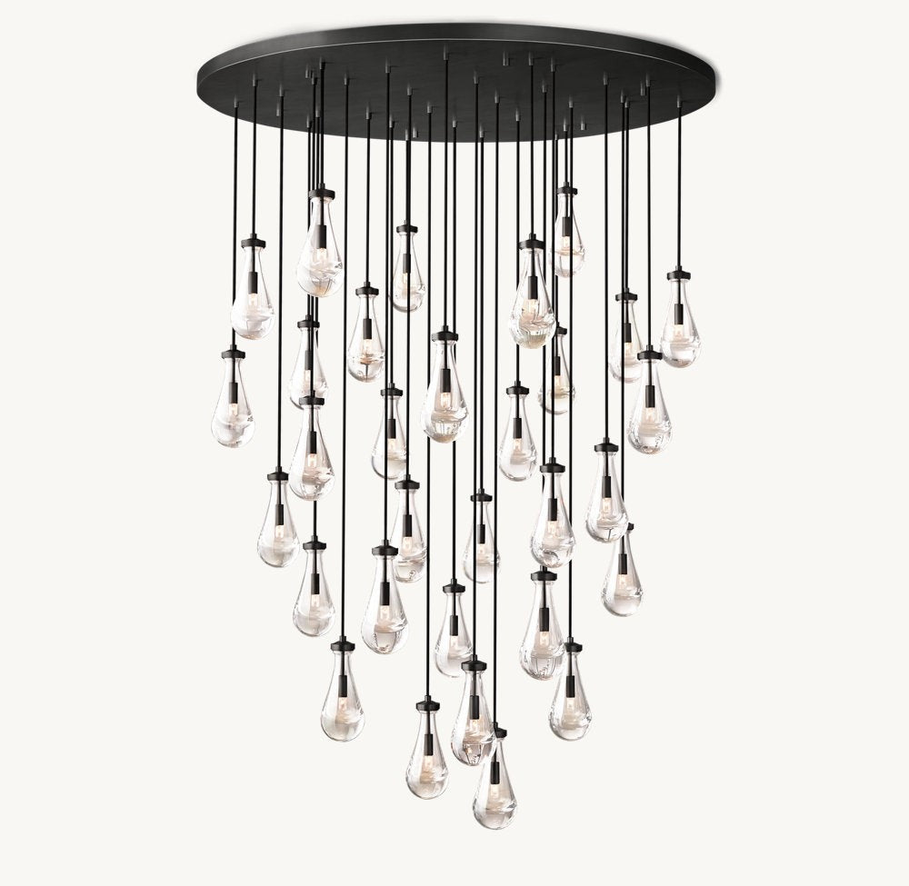 Rain Round Glass Drop Chandelier 60"