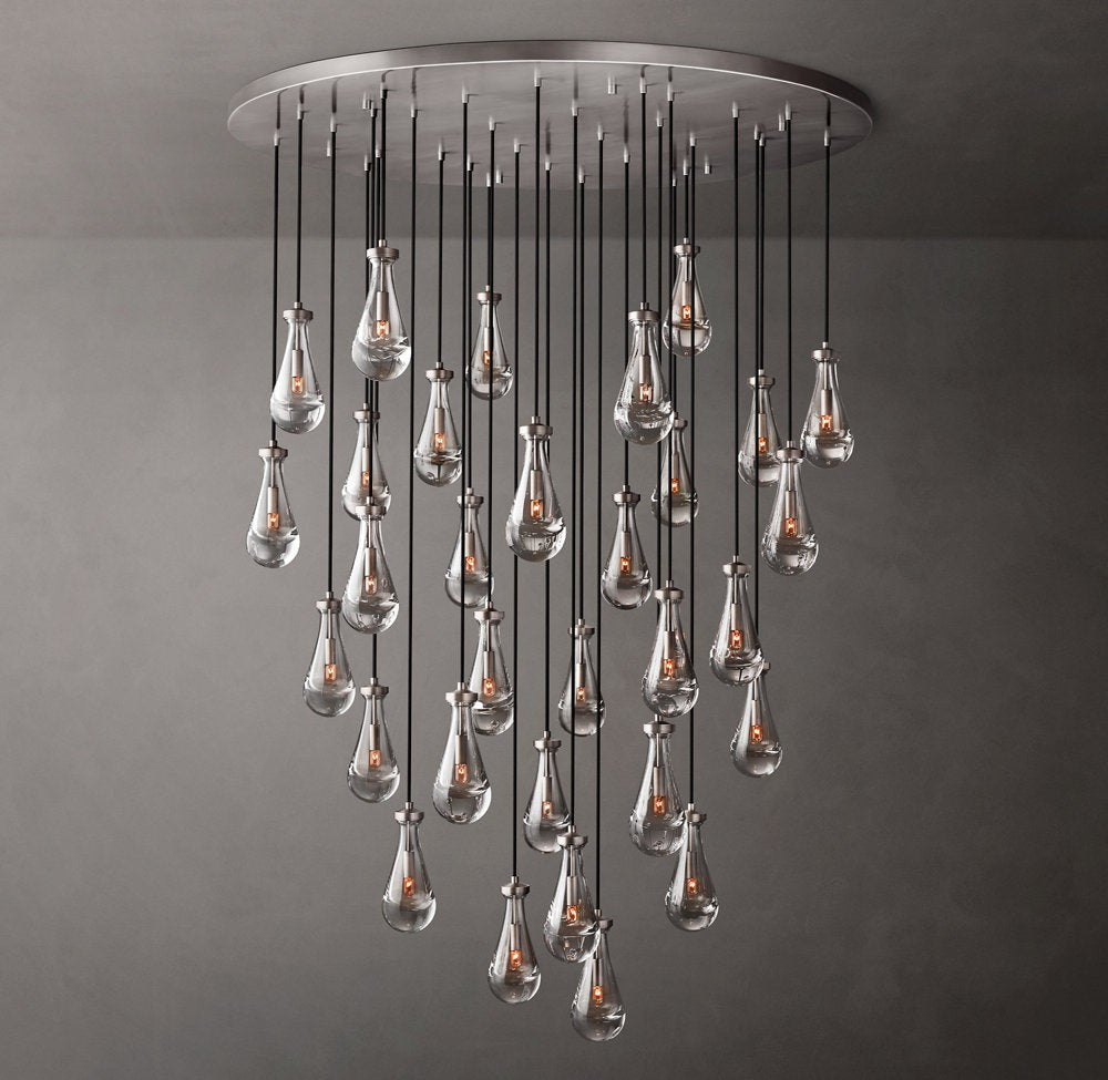 Rain Round Glass Drop Chandelier 60"
