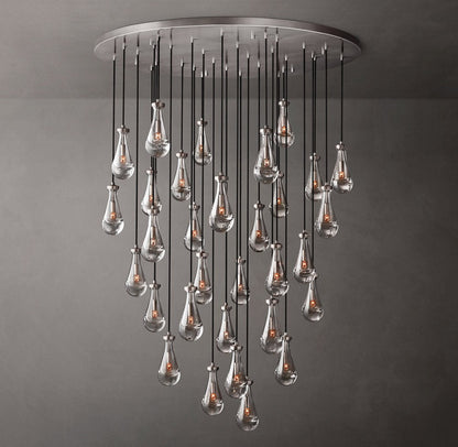 Rain Round Glass Drop Chandelier 60"