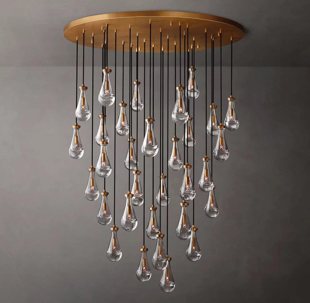 Rain Round Glass Drop Chandelier 60"