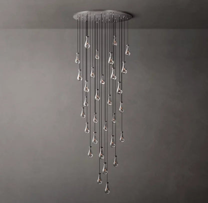 Rain Round Glass Drop Chandelier 60"
