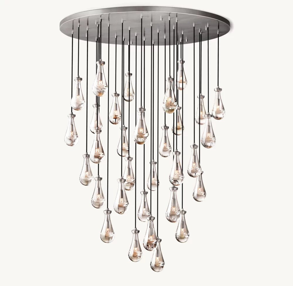 Rain Round Glass Drop Chandelier 60"