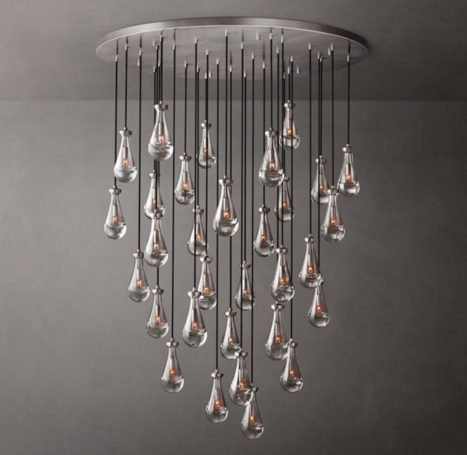 Rain Round Glass Drop Chandelier 60"