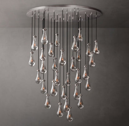 Rain Round Glass Drop Chandelier 60"