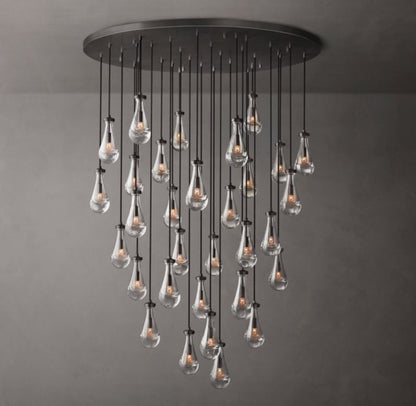Rain Round Glass Drop Chandelier 60"