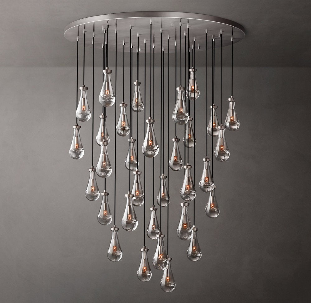 Rain Round Glass Drop Chandelier 60"