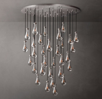 Rain Round Glass Drop Chandelier 60"