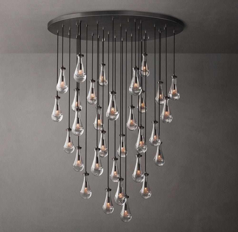 Rain Round Glass Drop Chandelier 60"