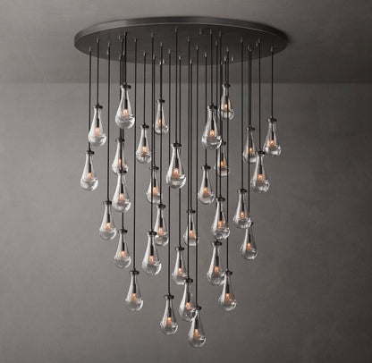 Rain Round Glass Drop Chandelier 60"