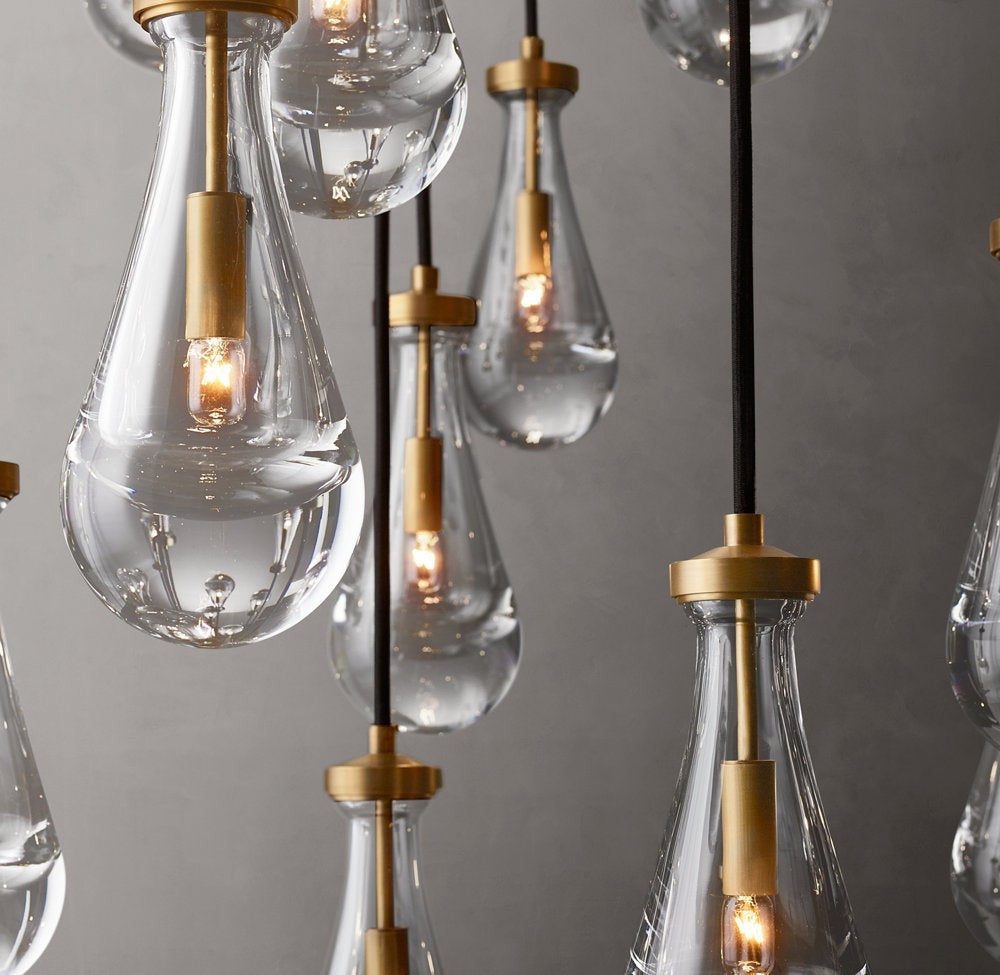 Rain Round Glass Drop Chandelier 60"