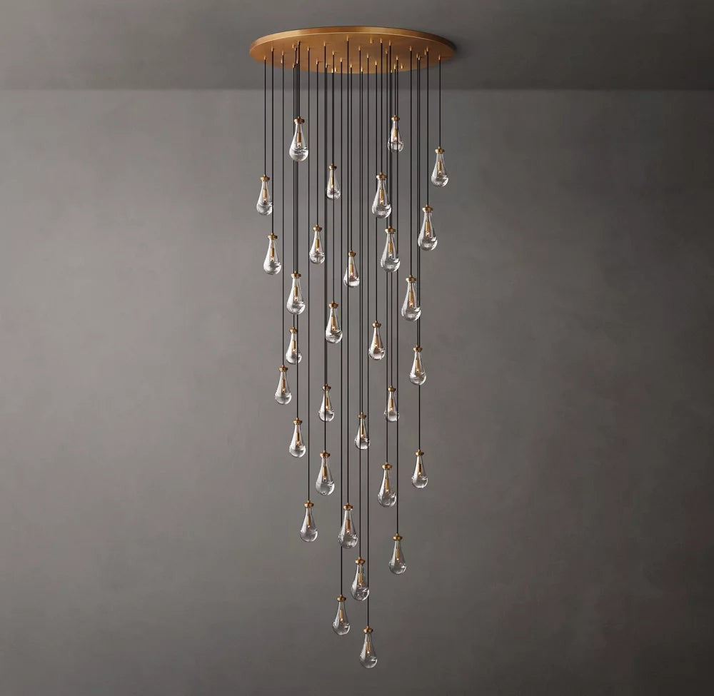 Rain Round Glass Drop Chandelier 60"