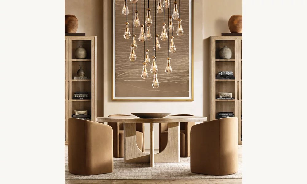 Rain Round Handblown Glass Chandelier 47"