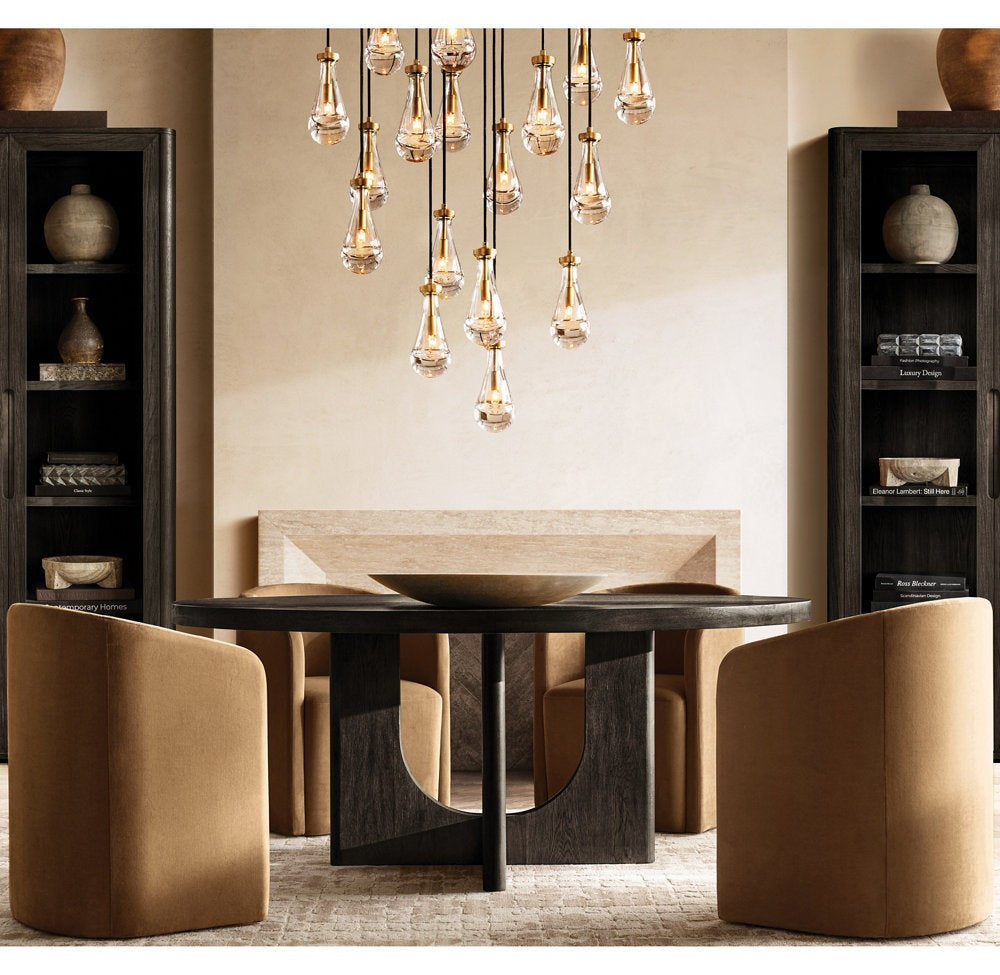 Rain Round Handblown Glass Chandelier 47"