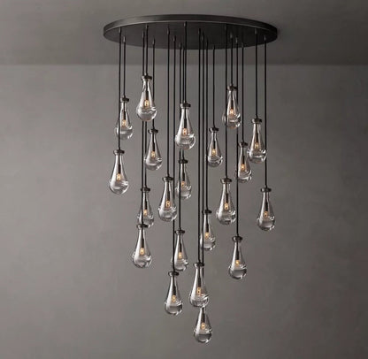 Rain Round Handblown Glass Chandelier 47"