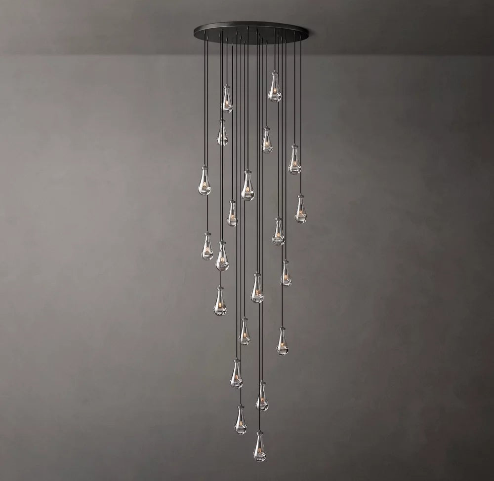 Rain Round Handblown Glass Chandelier 47"