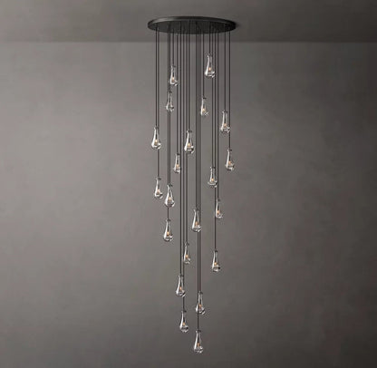 Rain Round Handblown Glass Chandelier 47"