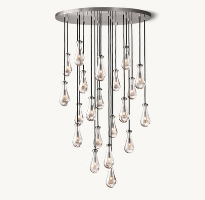 Rain Round Handblown Glass Chandelier 47"