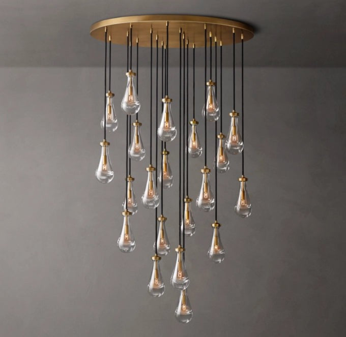 Rain Round Handblown Glass Chandelier 47"