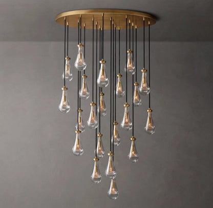 Rain Round Handblown Glass Chandelier 47"