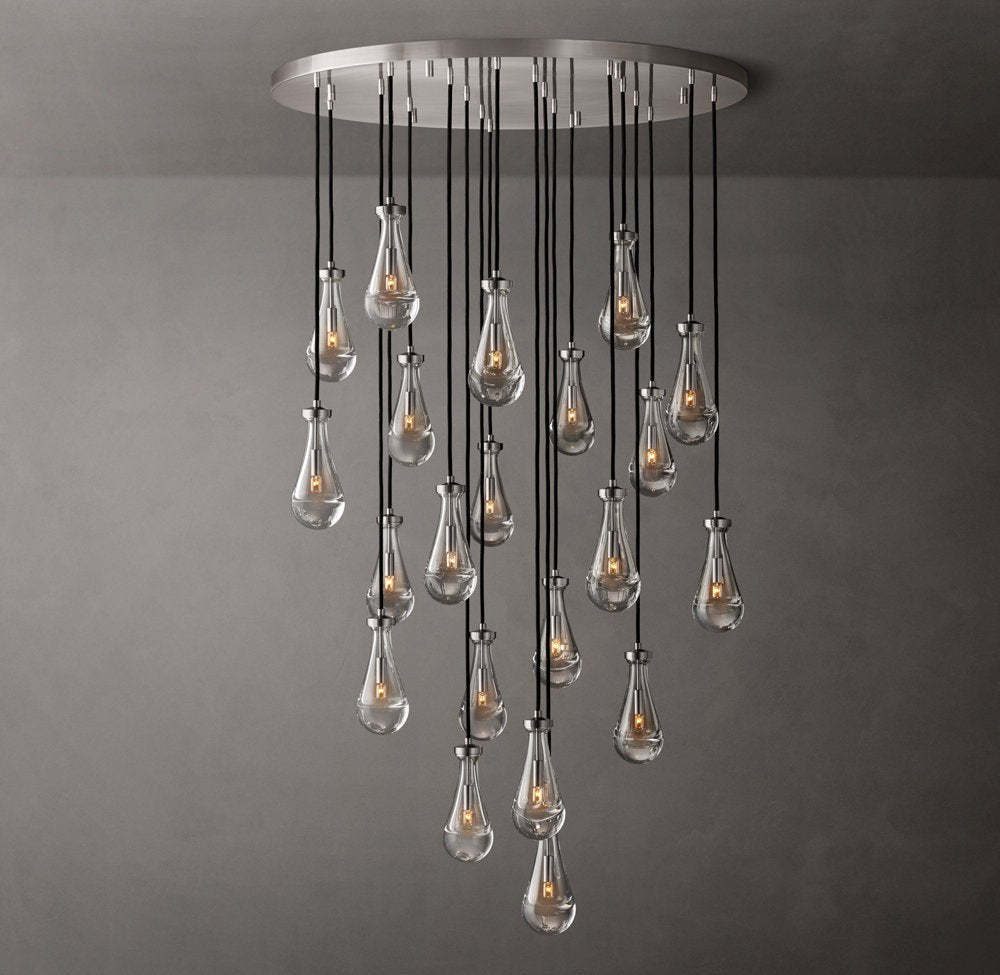 Rain Round Handblown Glass Chandelier 47"