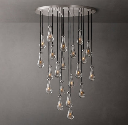Rain Round Handblown Glass Chandelier 47"