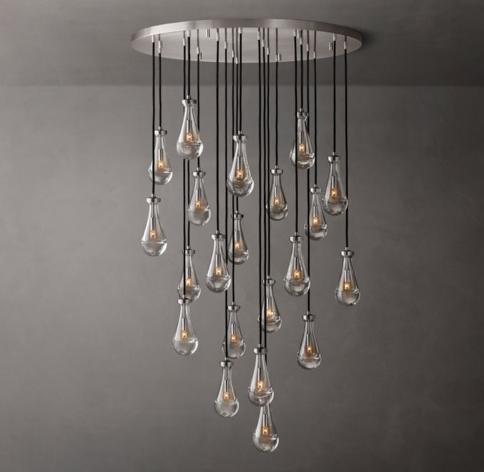 Rain Round Handblown Glass Chandelier 47"