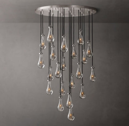 Rain Round Handblown Glass Chandelier 47"