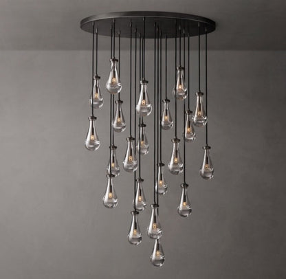 Rain Round Handblown Glass Chandelier 47"