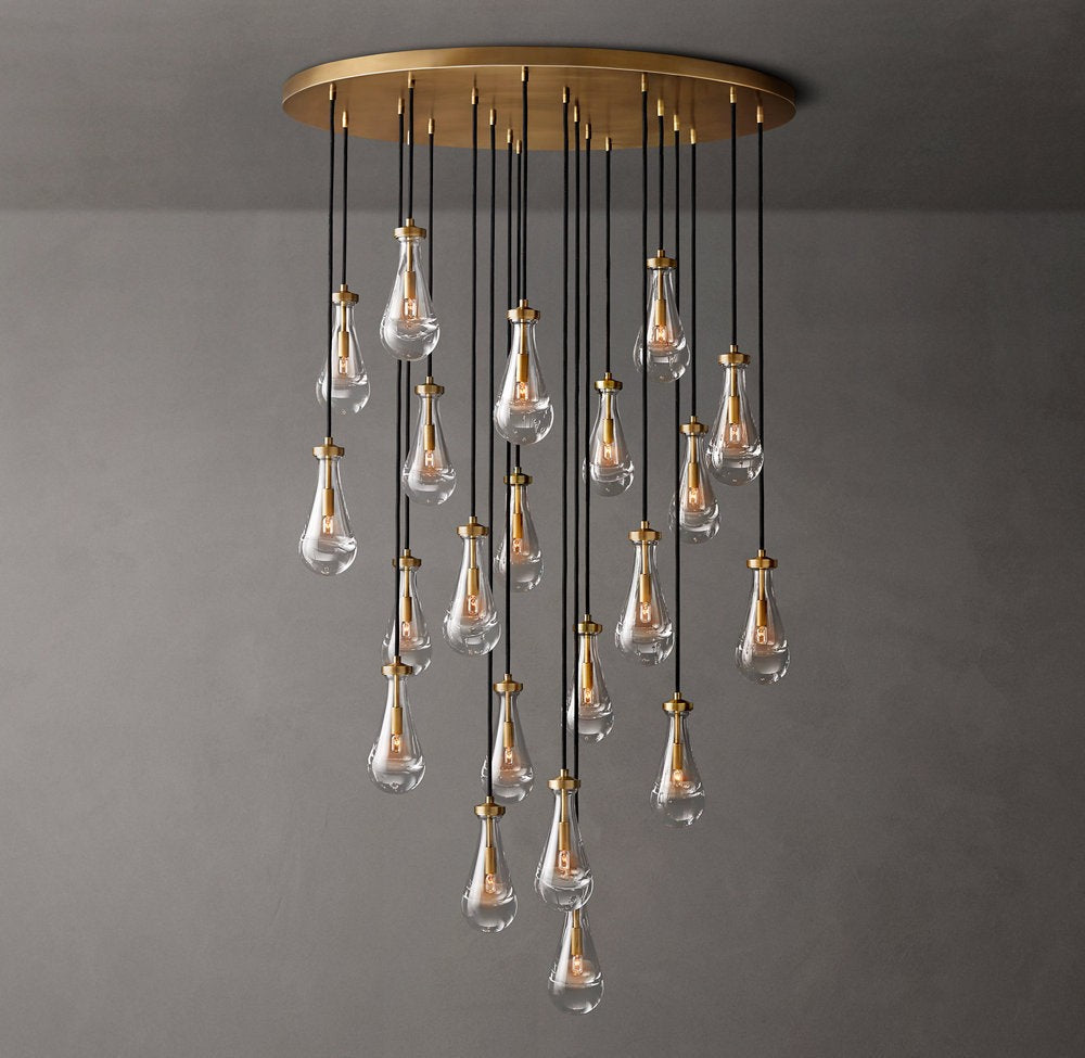 Rain Round Handblown Glass Chandelier 47"