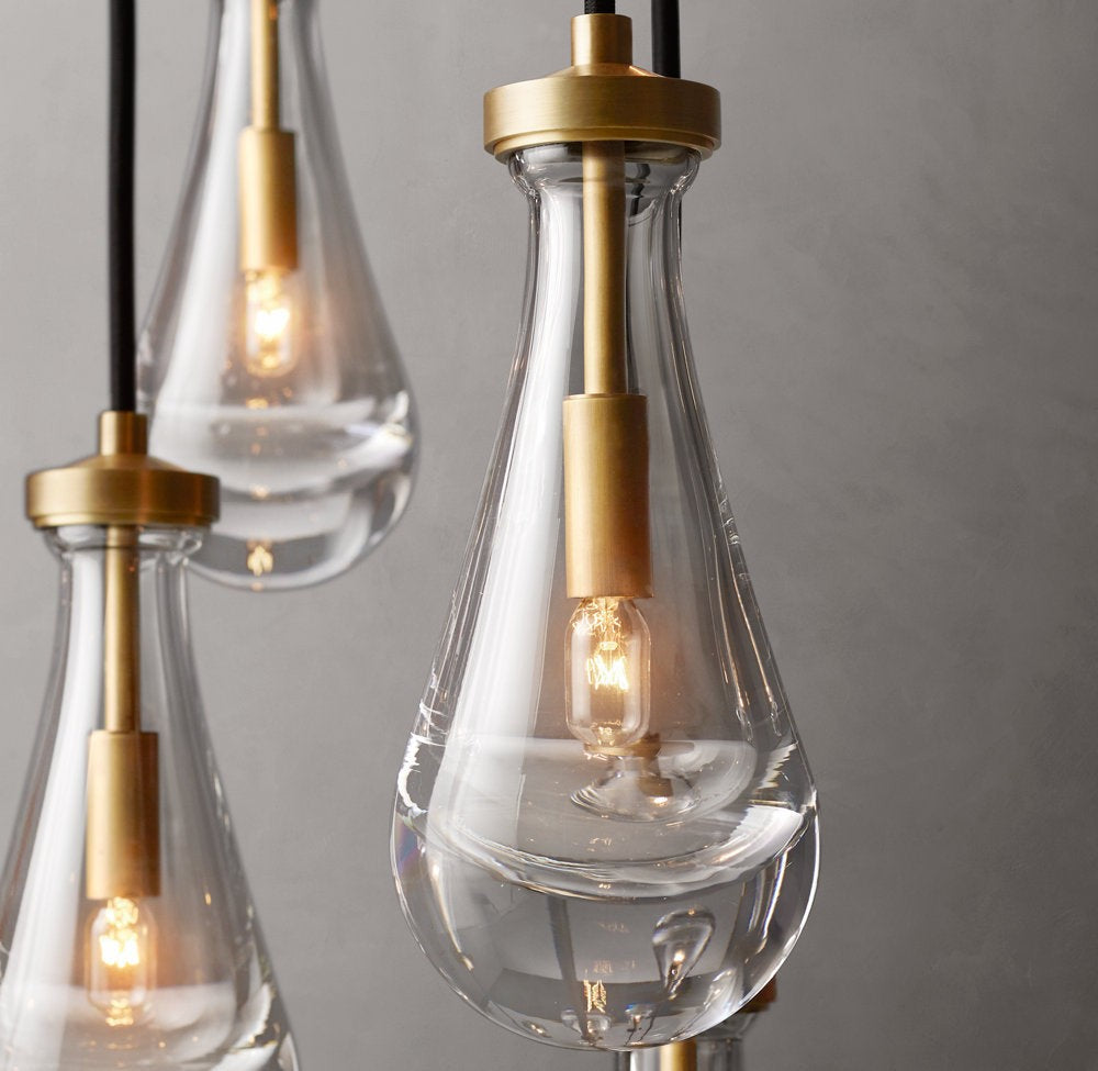 Rain Round Handblown Glass Chandelier 47"