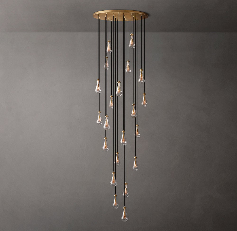 Rain Round Handblown Glass Chandelier 47"