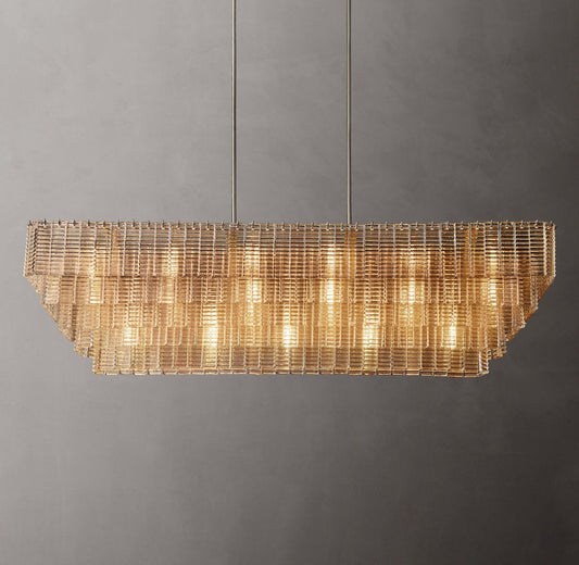 Sirene Clear Glass Rectangular Chandelier 77"
