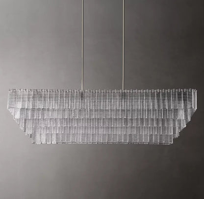 Sirene Clear Glass Rectangular Chandelier 77"