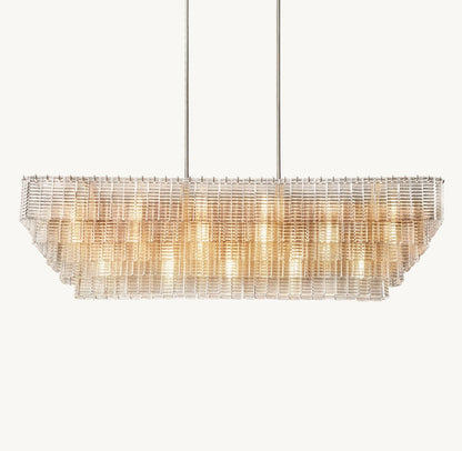 Sirene Clear Glass Rectangular Chandelier 77"