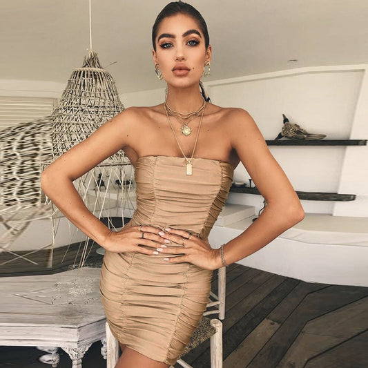 Vesna Ruched Dress-Khaki