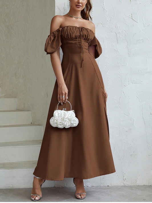 Vianelle Slit Gown-Mocha