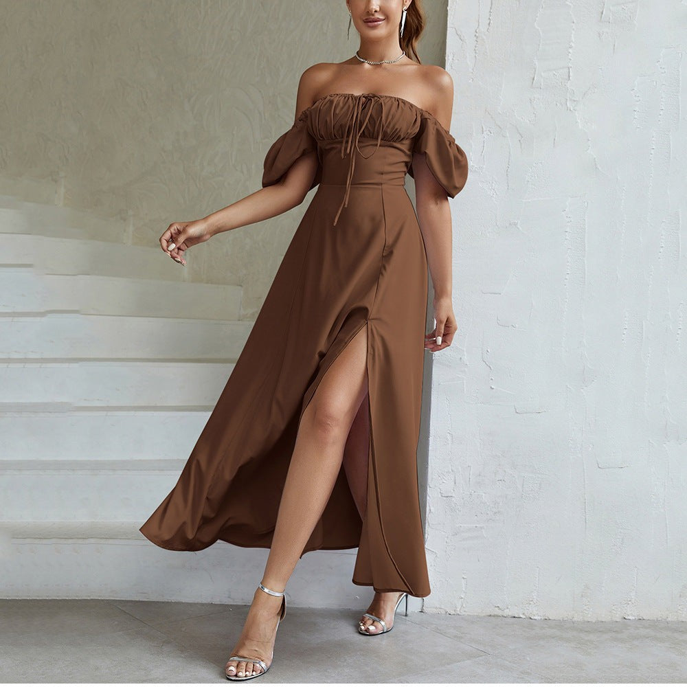 Vianelle Slit Gown-Mocha