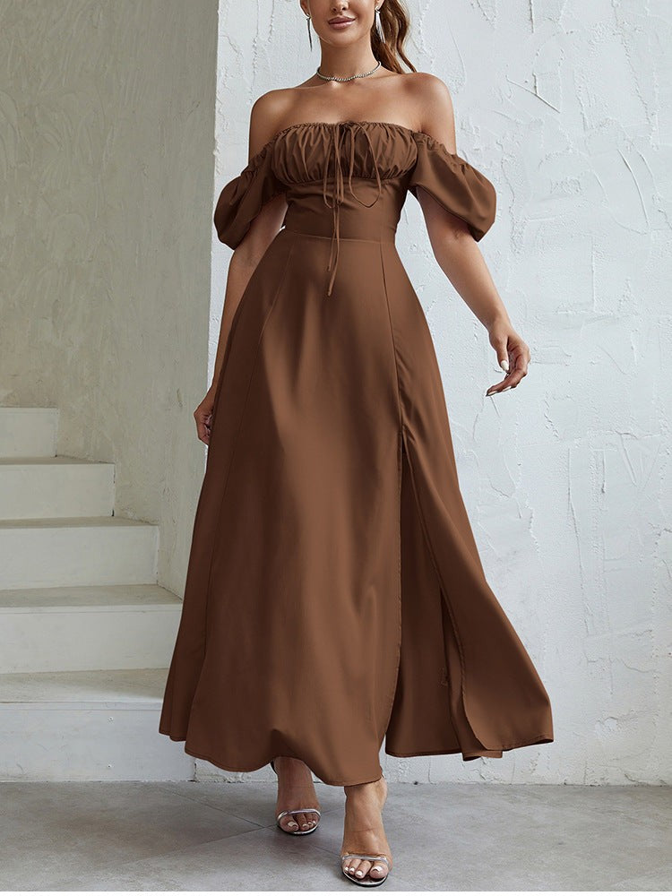 Vianelle Slit Gown-Mocha