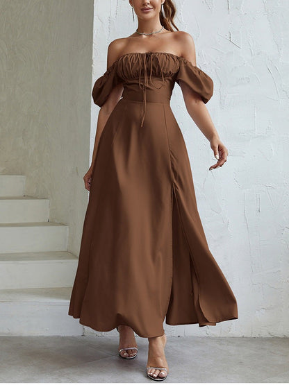 Vianelle Slit Gown-Mocha