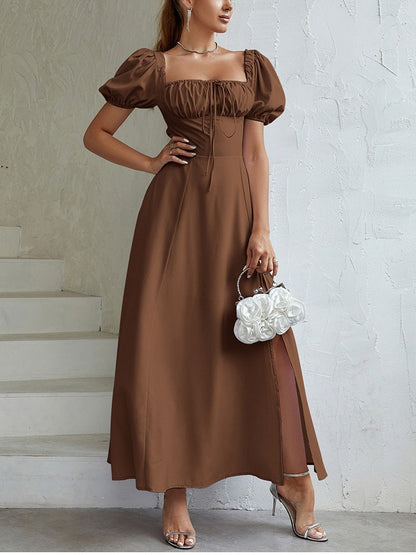 Vianelle Slit Gown-Mocha