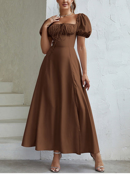 Vianelle Slit Gown-Mocha